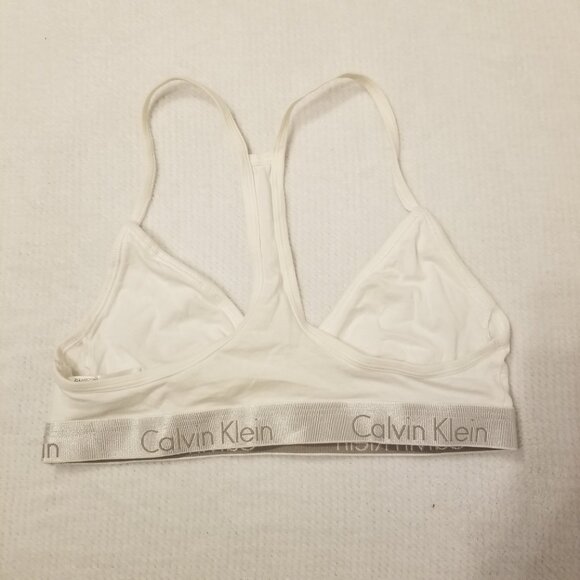 Calvin Klein White Classic Small Bralette Racer Back Basic Bra Top Bandeau - Picture 3 of 7